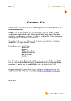 Helfer innen f&uuml;r die Kinderstadt Oldenburg