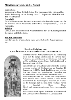 Sonntagsgruss - Katholische Pfarrgemeinde St. Jakobus, Hanau