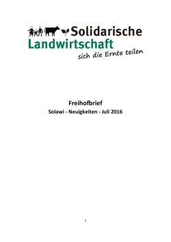 Freihofbrief 7/16 - Solidarische Landwirtschaft