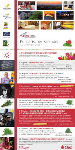Kulinarischer Kalender - Vulkanhotel in Steffeln