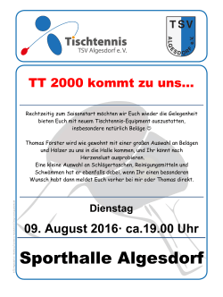 TT 2000 kommt zu uns… - Tischtennis in Algesdorf