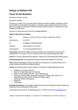 Zeltlager am Waldpark 2016 Thema: Die drei Musketiere