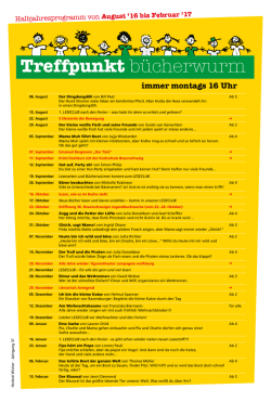 der Treffpunkt bücherwurm August 2016 bis Februar 2017 zum
