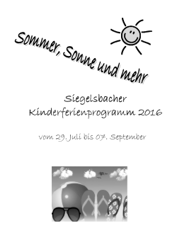 Siegelsbacher Kinderferienprogramm ferienprogramm