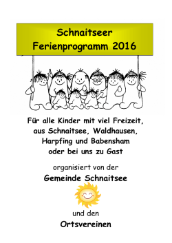 Ferienprogramm 2016 - Gemeinde Schnaitsee