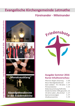 Gemeindebrief Sommer 2016 - Evangelische Kirchengemeinde