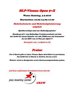 HLP-Vienna Open 9=X - Hallenliga Plus Bowling