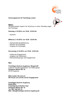 Schulungstermin f&uuml;r Fl&uuml;chtlings-Lotsen Wann? (Ausnahmsweise