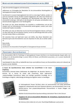 Ehrenamtlichen Newsletter Juli 2016