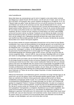 Jahresbericht des Juniorenobmanns