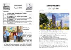 Gemeindebrief Juni - August 2016