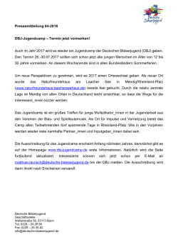 Pressemitteilung 04-2016 DBJ-Jugendcamp – Termin jetzt vormerken!