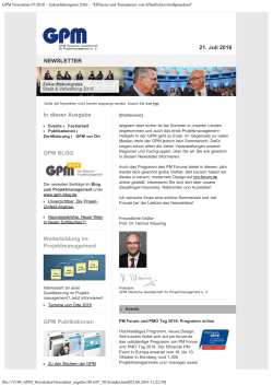 GPM Newsletter 07/2016 - GPM Deutsche Gesellschaft für