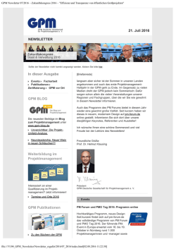 GPM Newsletter 07/2016 - GPM Deutsche Gesellschaft f&uuml;r