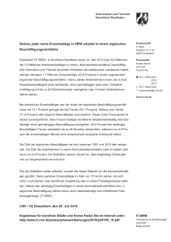 IT.NRW Nahezu jeder vierte Erwerbst&auml;tige in NRW arbeitet in einem