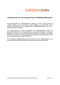 Verhaltenskodex für den Energiehandel der ENERGIEUNION GmbH