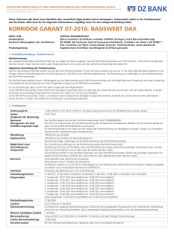 koRRIDoR gARAnt 07-2016: BASISWERt DAX