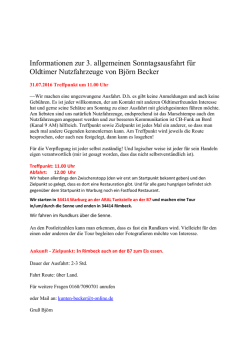 Informationen zur 3. allgemeinen Sonntagsausfahrt f&uuml;r