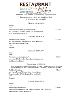 DONNERSTAG IST VEGGIETAG !! FRAGEN SIE UNS DAZU!!