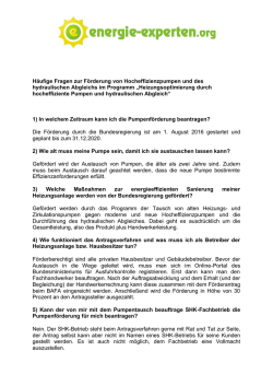 H&auml;ufige Fragen zur F&ouml;rderung von Hocheffizienzpumpen und des
