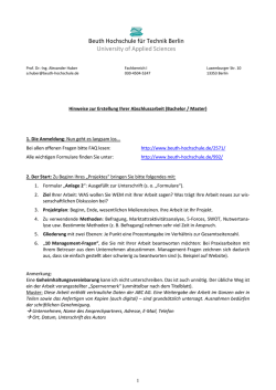Hinweise - Beuth Hochschule f&uuml;r Technik Berlin