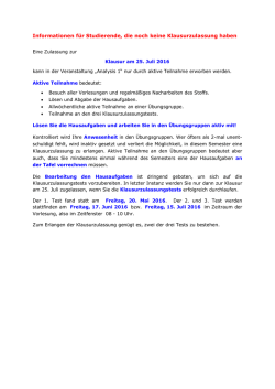 Informationen f&uuml;r Studierende, die noch keine Klausurzulassung