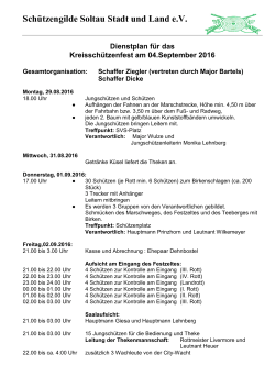 Dienstplan Kreisschützenfest 2016