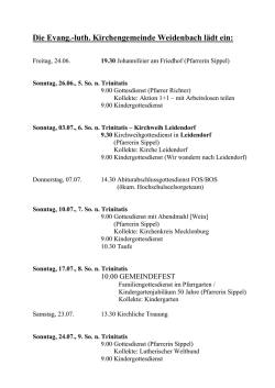 Herzliche Einladung zum Gottesdienst