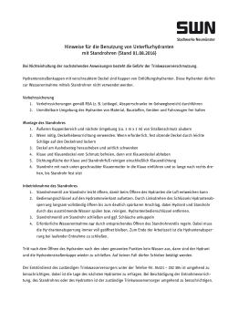 Hinweise f&uuml;r die Benutzung von Unterflurhydranten mit Standrohren
