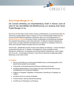 Senior Projekt Manager (m / w) Die Consultic Marketing und