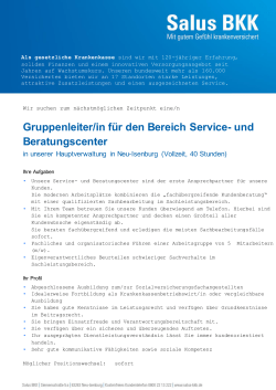 Gruppenleiter/in f&uuml;r den Bereich Service
