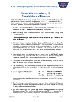 Sicherheitsunterweisung für Dienstleister und Besucher