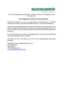Staatlich anerkannte/r Erzieher/in - Volkssolidarität Neubrandenburg