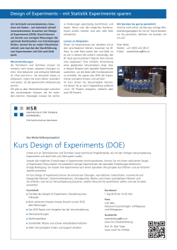 Kurs Design of Experiments (DOE)