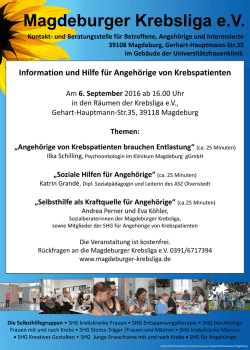 Information und Hilfe f&uuml;r Angeh&ouml;rige von Krebspatienten