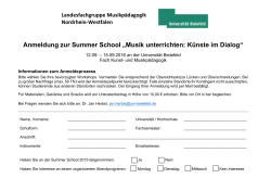 Anmeldung zur Summer School „Musik