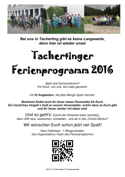 Ferienprogramm 2016 - Gemeinde Tacherting