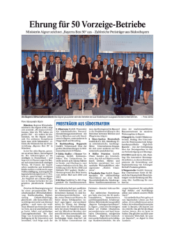 Ehrung für 50 Vorzeige-Betriebe in Bayern
