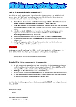 Informationen zur Bearbeitung des Spielplans Saison 2016/17 in