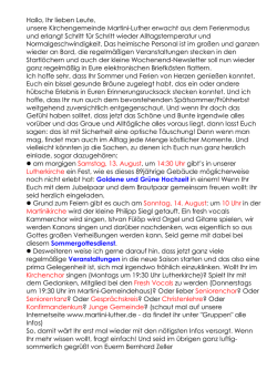Hallo, Ihr lieben Leute, unsere Kirchengemeinde Martini