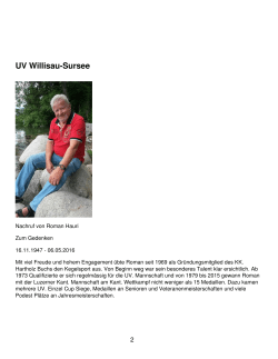 Nachruf: Roman Hauri - Keglerverband Willisau