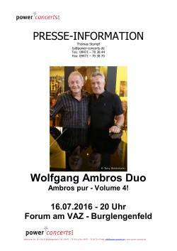 PRESSE-INFORMATION Wolfgang Ambros Duo