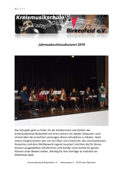 Jahresabschlusskonzert 2016 - Kreismusikschule Birkenfeld