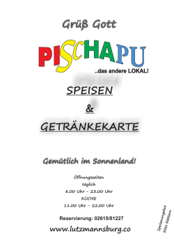 Speisekarte Pischapu Fertig - Bungalow