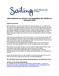 Informationen zu den Liegepl&auml;tzen Hansesail 2016