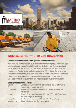 Erlebnisreise New York | 01.– 09. Oktober 2016