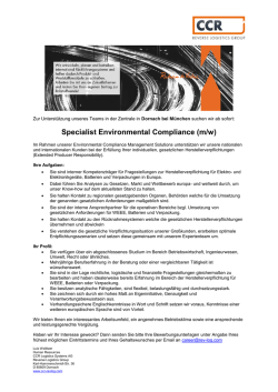 Specialist Environmental Compliance (m/w) ab sofort