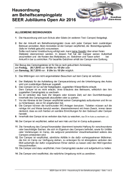 Hausordnung am Behelfscampingplatz