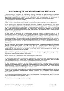 Hausordnung - Studentenwohnheim "Franklin 20" am Campus TU