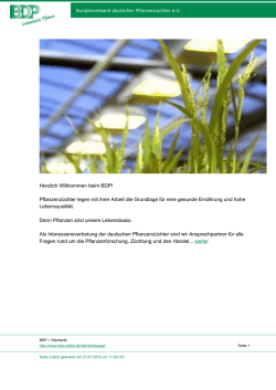 Herzlich Willkommen beim BDP! Pflanzenz&uuml;chter legen mit ihrer